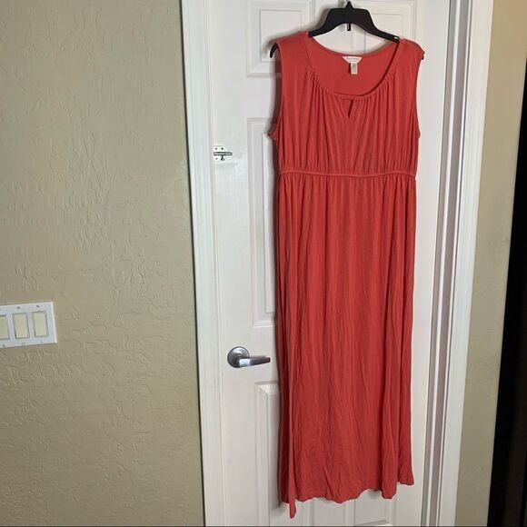 Three Seasons Maternity Coral Color Maxi Dress Size 2X - Picture 3 of 8